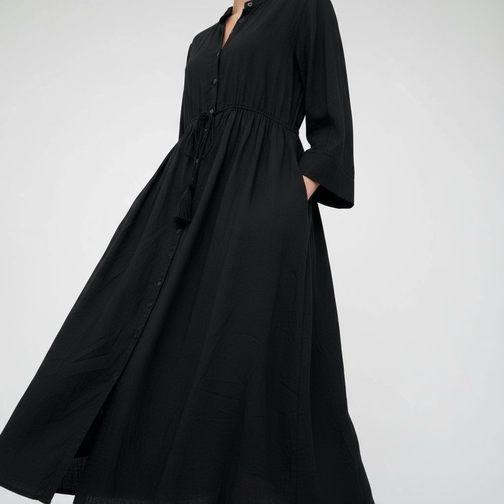 Natural Life 100% Organic Cotton Long Sleeve Dress - Size Medium - Black - Picture 4 of 14